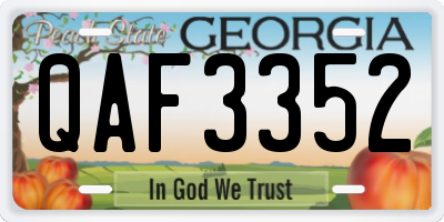 GA license plate QAF3352