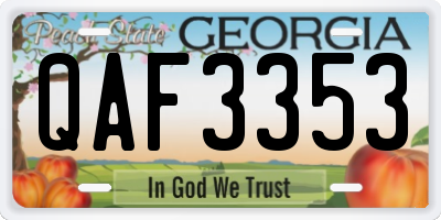 GA license plate QAF3353