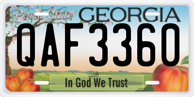 GA license plate QAF3360