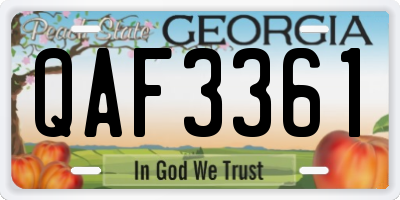 GA license plate QAF3361