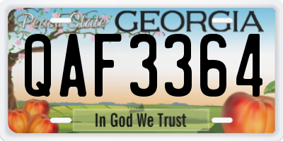 GA license plate QAF3364