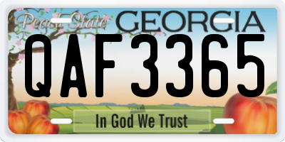 GA license plate QAF3365