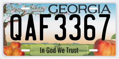 GA license plate QAF3367