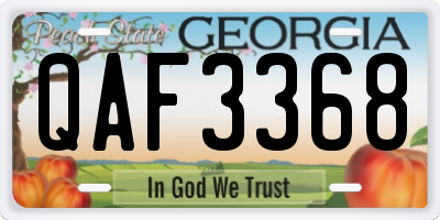 GA license plate QAF3368