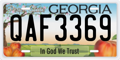 GA license plate QAF3369