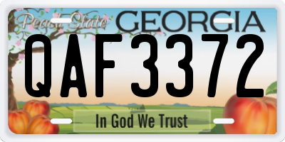 GA license plate QAF3372