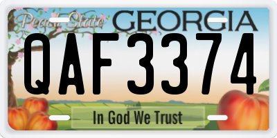 GA license plate QAF3374