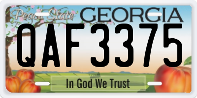 GA license plate QAF3375