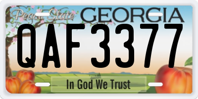GA license plate QAF3377