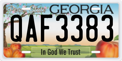 GA license plate QAF3383