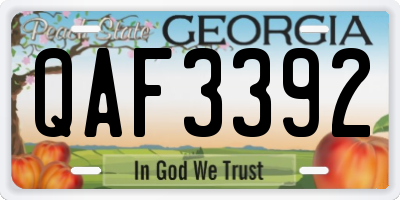 GA license plate QAF3392