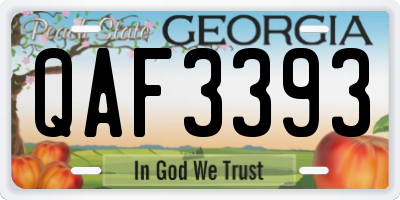 GA license plate QAF3393