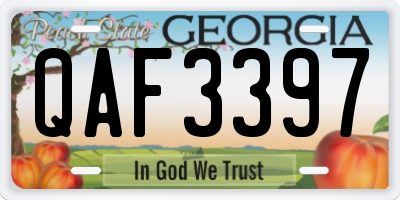 GA license plate QAF3397