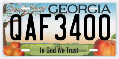 GA license plate QAF3400