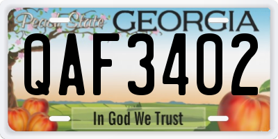 GA license plate QAF3402