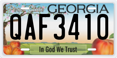 GA license plate QAF3410