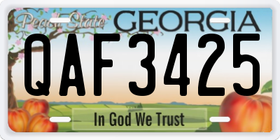 GA license plate QAF3425