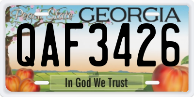 GA license plate QAF3426