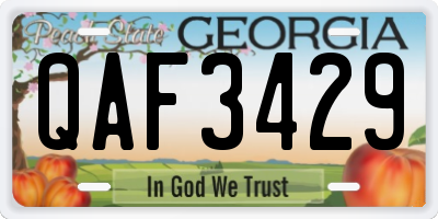 GA license plate QAF3429