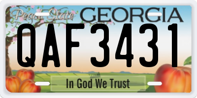 GA license plate QAF3431