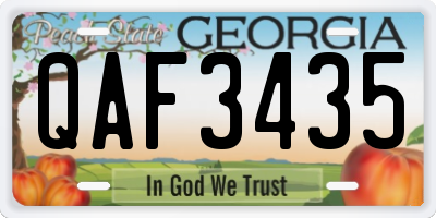 GA license plate QAF3435
