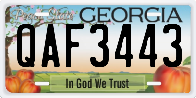 GA license plate QAF3443