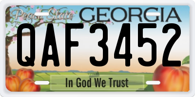 GA license plate QAF3452