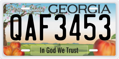 GA license plate QAF3453