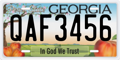 GA license plate QAF3456