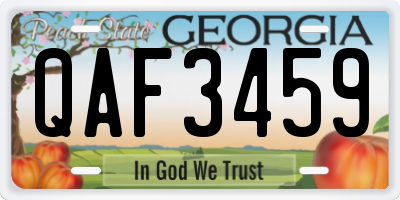 GA license plate QAF3459