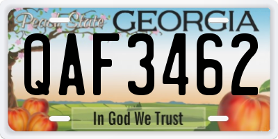 GA license plate QAF3462