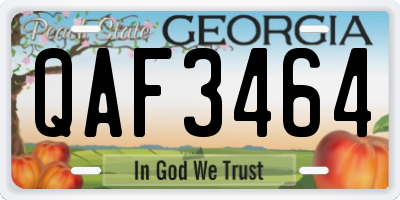 GA license plate QAF3464