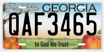 GA license plate QAF3465