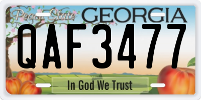 GA license plate QAF3477