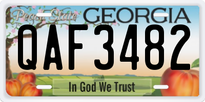 GA license plate QAF3482