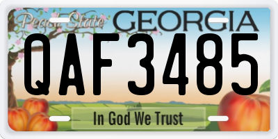 GA license plate QAF3485