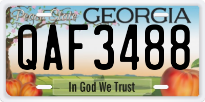 GA license plate QAF3488