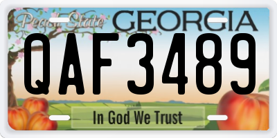 GA license plate QAF3489