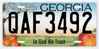GA license plate QAF3492