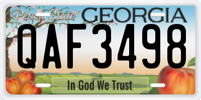 GA license plate QAF3498