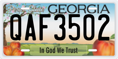 GA license plate QAF3502