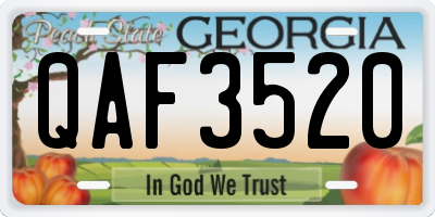 GA license plate QAF3520
