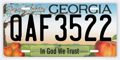 GA license plate QAF3522