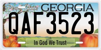 GA license plate QAF3523