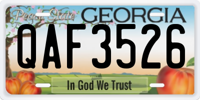 GA license plate QAF3526