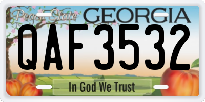GA license plate QAF3532