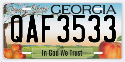 GA license plate QAF3533