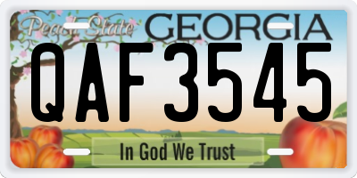 GA license plate QAF3545