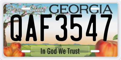 GA license plate QAF3547