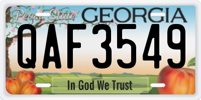 GA license plate QAF3549